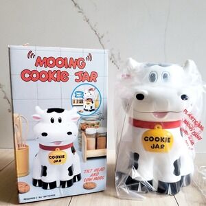 VTG Mooing Cow Cookie Jar 10" 1992 Fun-Damental Too Mooing Happy Farm Decor